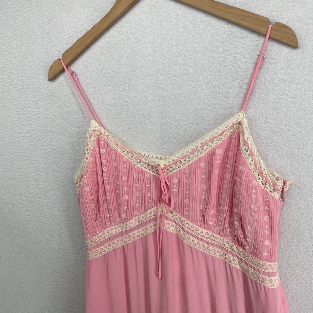 J.CREW Dress 10 Pintuck Lace Trim Slip Crepe de Chine Maxi Viscose Pink NEW - Picture 7 of 15